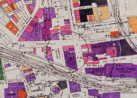 Tower Hill WW2 bomb site map of 1940-44