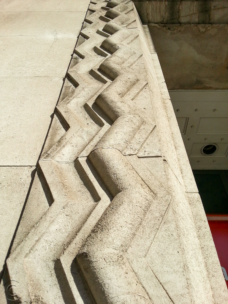 51-54 Gracechurch Street carved Portland stone detail of entrance surround