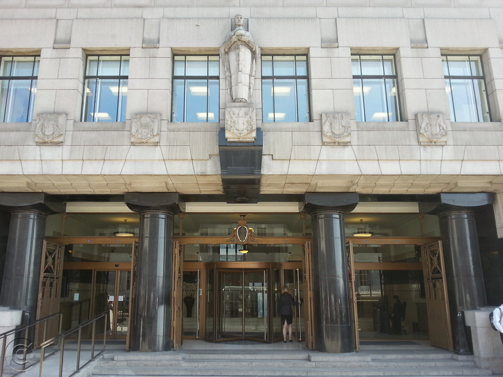 Main entrance of Adelaide House on London Bridge, EC4.