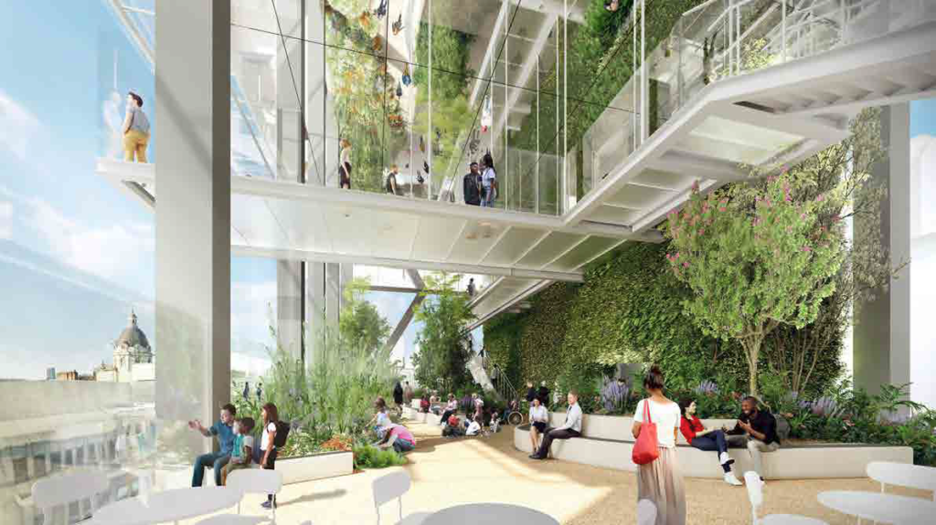 Artists impression of covered roof gardens at 55 Gracechurch Street